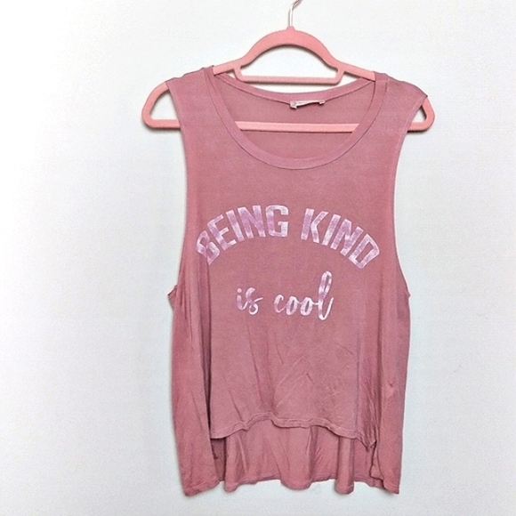 Altar'd State Being Kind Is Cool Pink and White Graphic Tank Top Size Medium - Picture 2 of 7